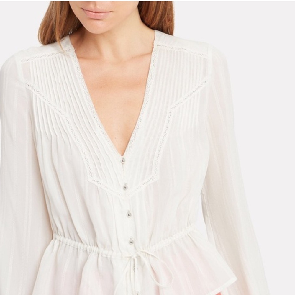 Veronica Beard Ivory Blouse with Button Accents